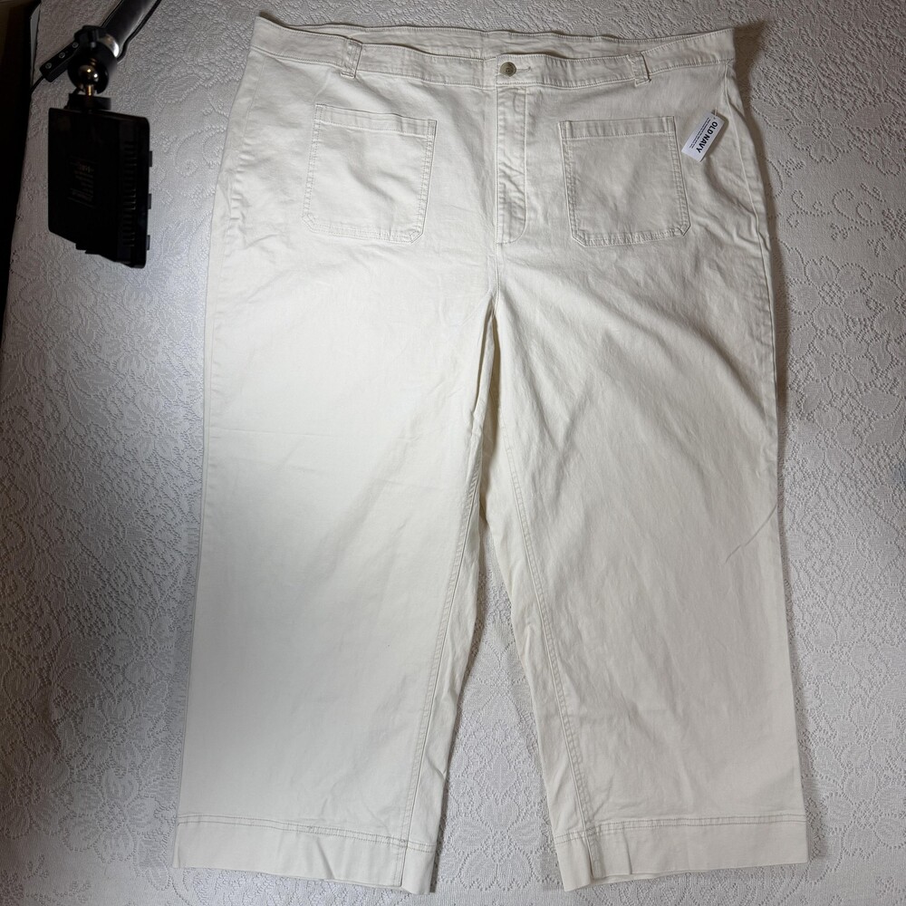 Old Navy Chino Pants Womens 26 White High Rise Wide Leg Stretch Twill Casual